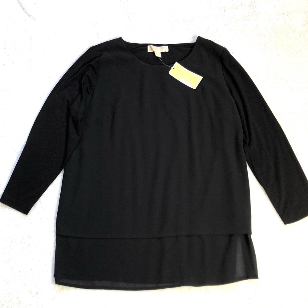 MICHAEL Michael Kors Mixed Woven Knit Layered Top